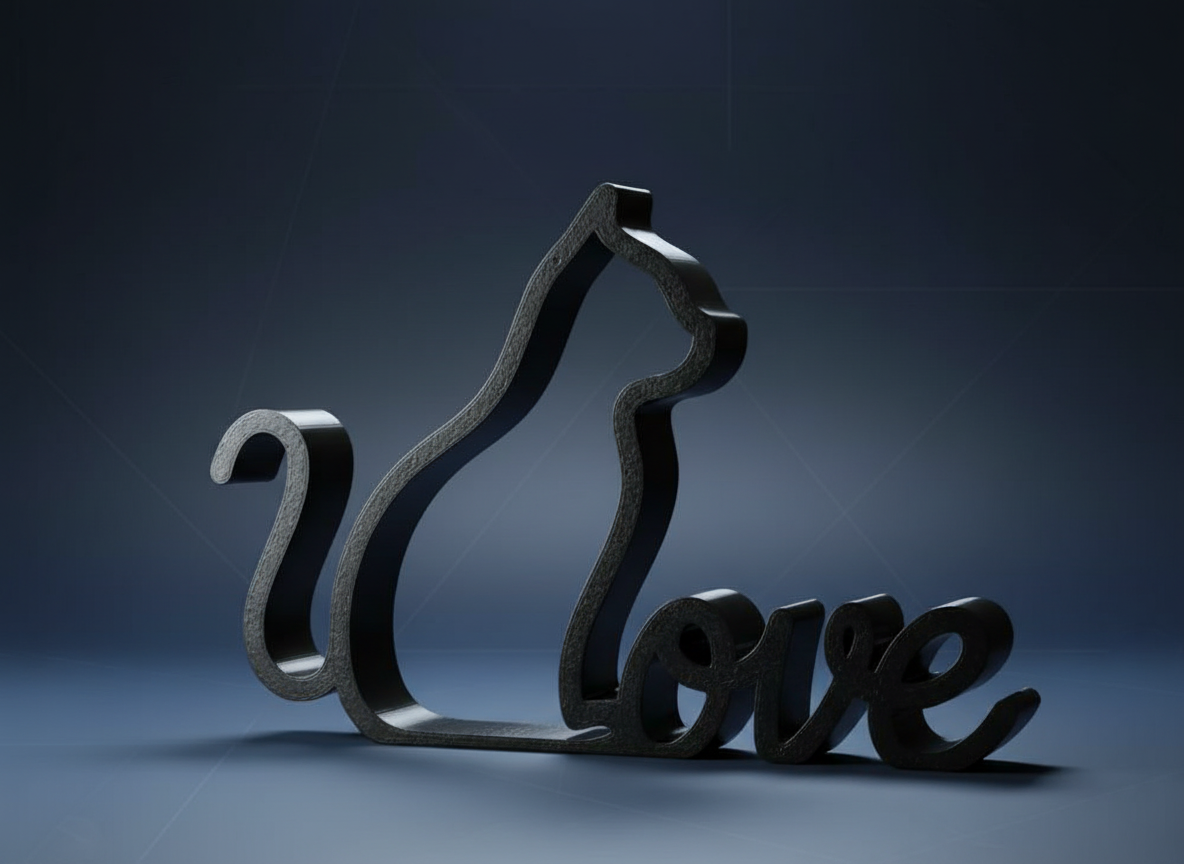 3D Love Katzen Figur